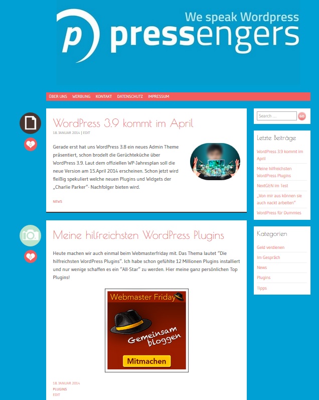 Caroline Themes - Darstellung der Startseite im Pachyderm Theme caroline themes pachyderm theme