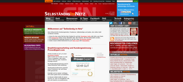 Selbstständig im Netz - Wahrscheinlich der größte deutsche Blog zum Thema Geld verdienen im Intenet
