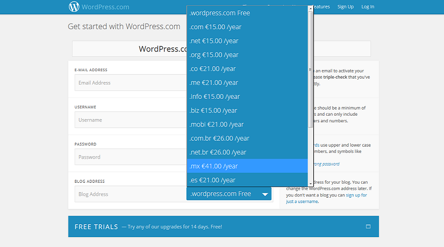 neue wordpress domains registrieren
