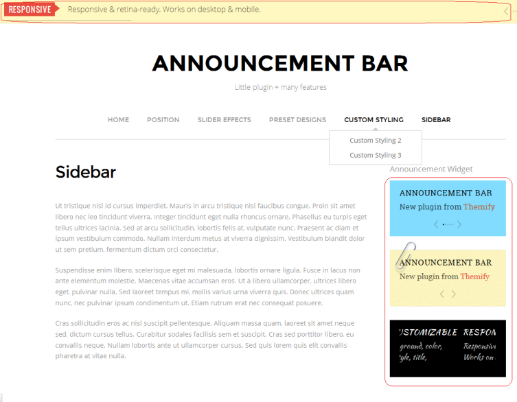 announcement bar