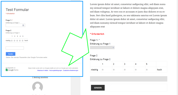Google Forms in WP
