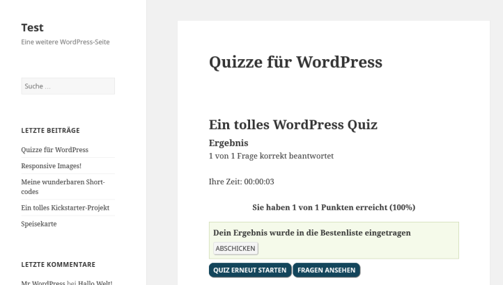 WordPress-Plugin-Wp-Pro-Quiz-Ergebnis