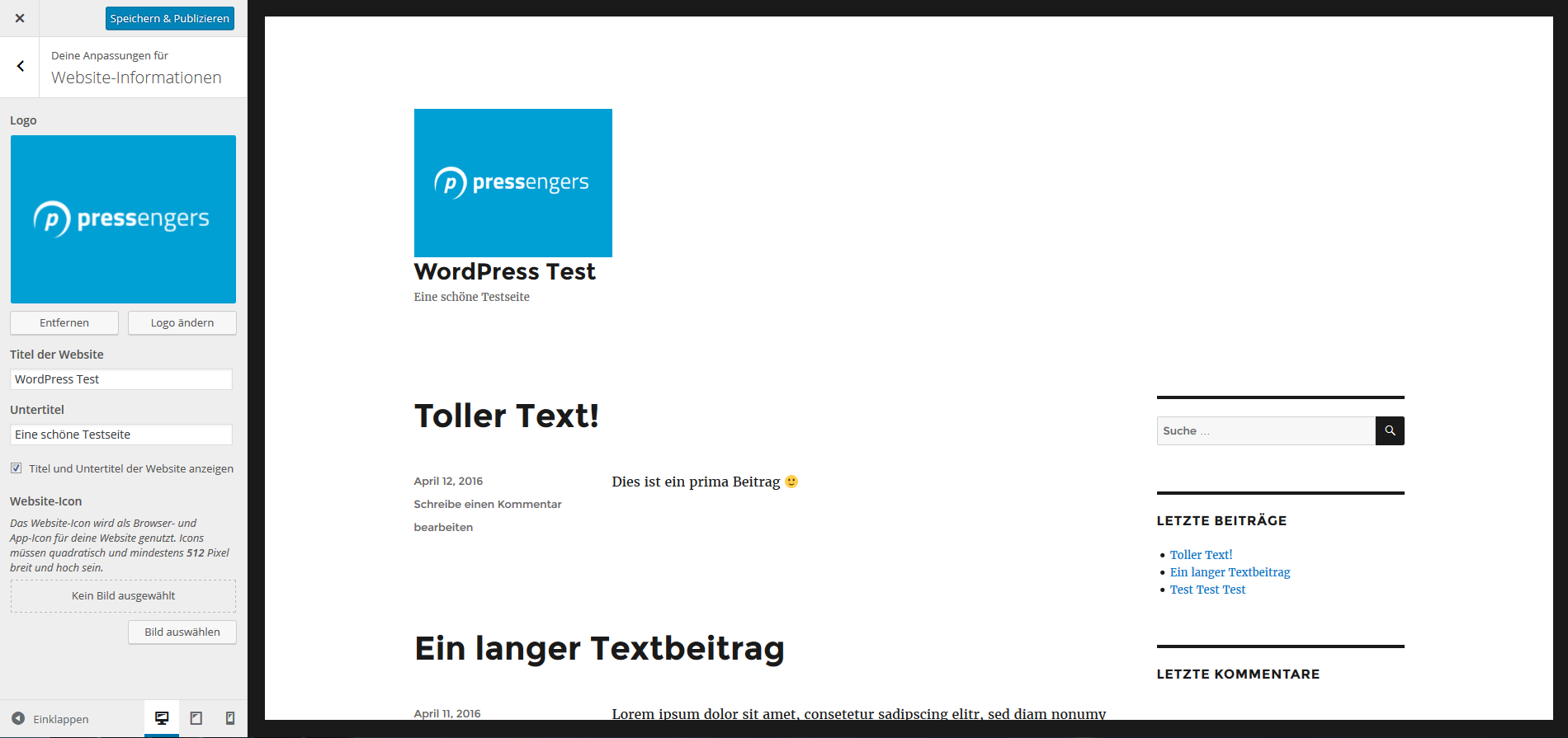WordPress 4.5 Theme Customizer Logo