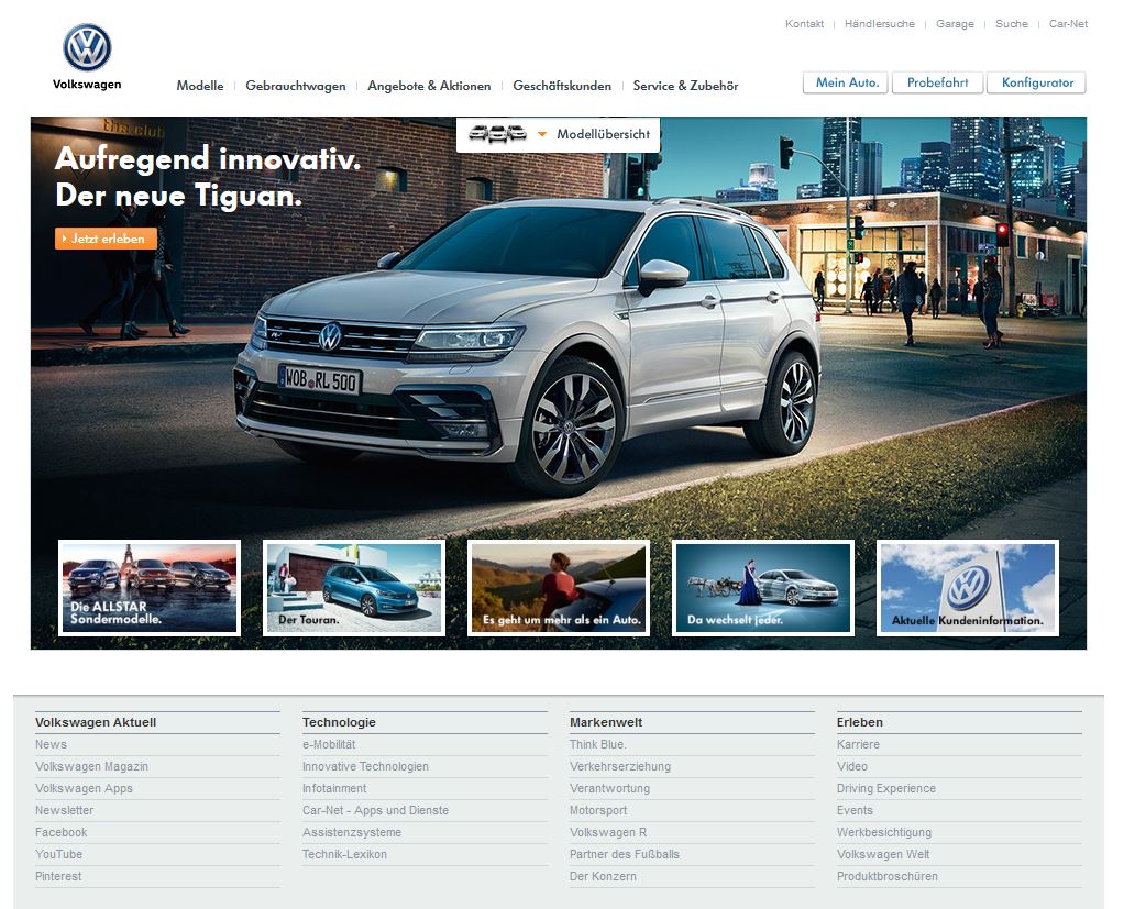 Webdesign von Volkswagen