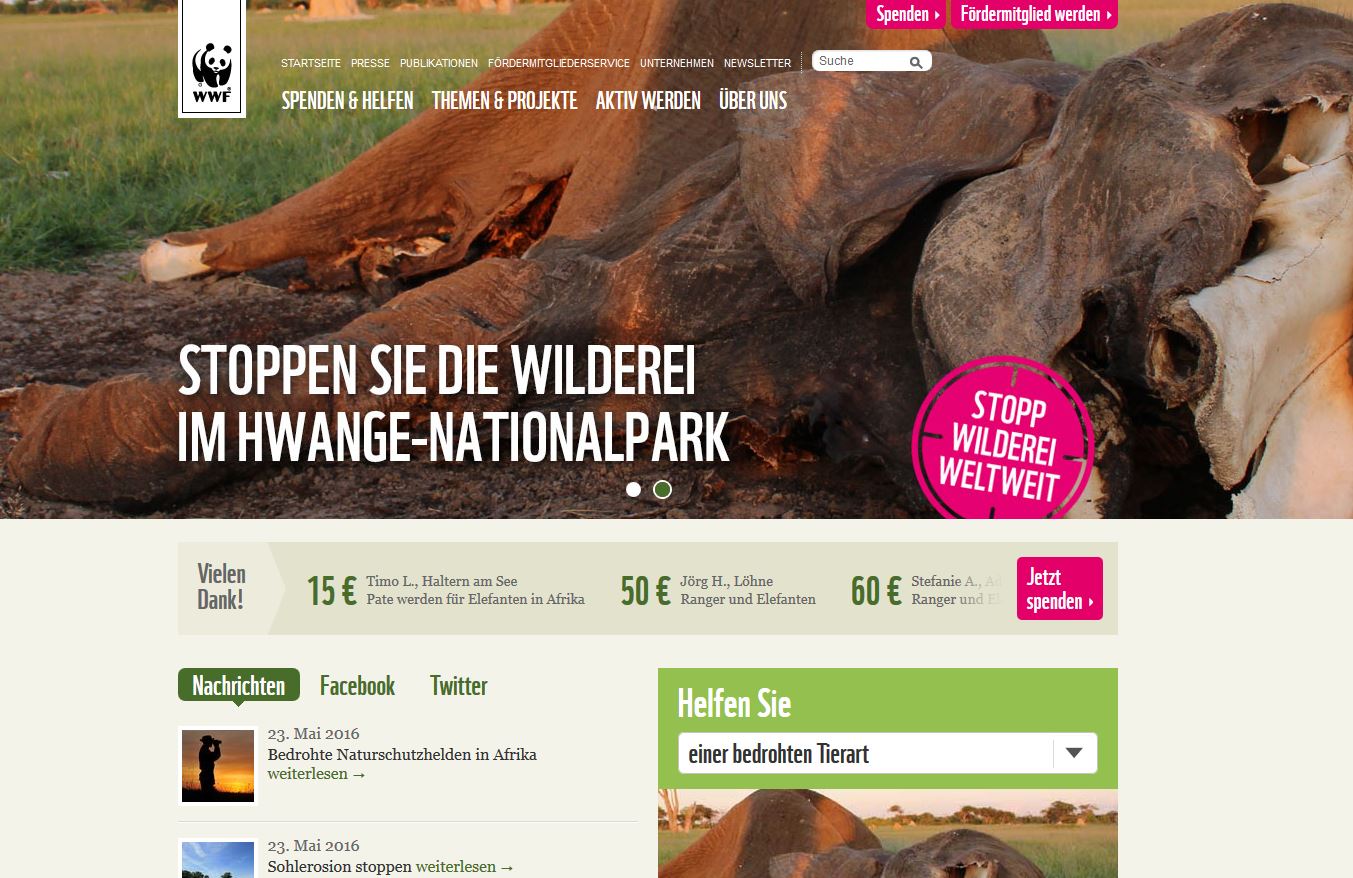 Webauftritt vom WWF