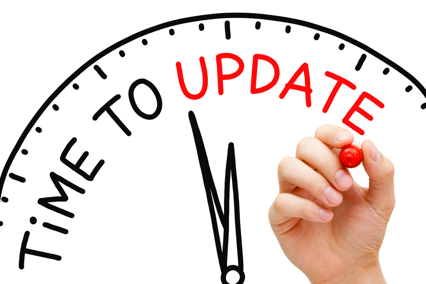 Uhr mit Aufschrift Time to Update
